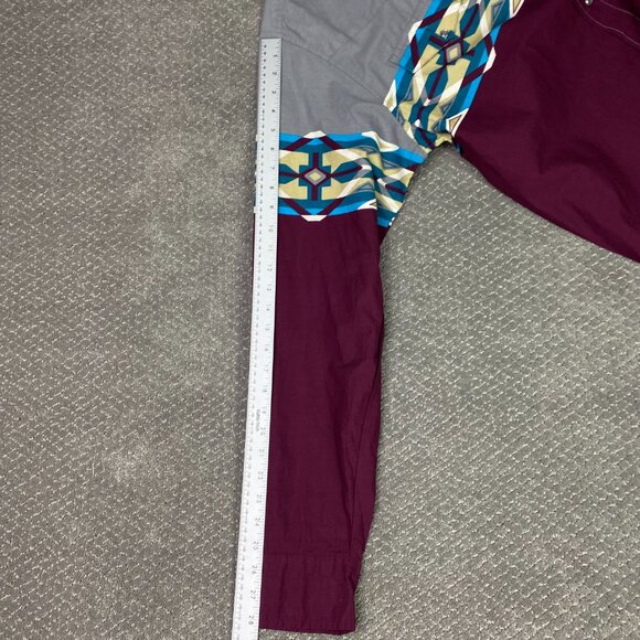 Roper Vintage Wear Shirt Men's Large Gray Burgundy Pearl Snap Wester Aztec NWT - Picture 12 of 13